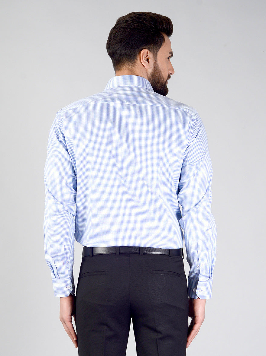 Blue Self Design Regular Fit Formal Shirt | JadeBlue