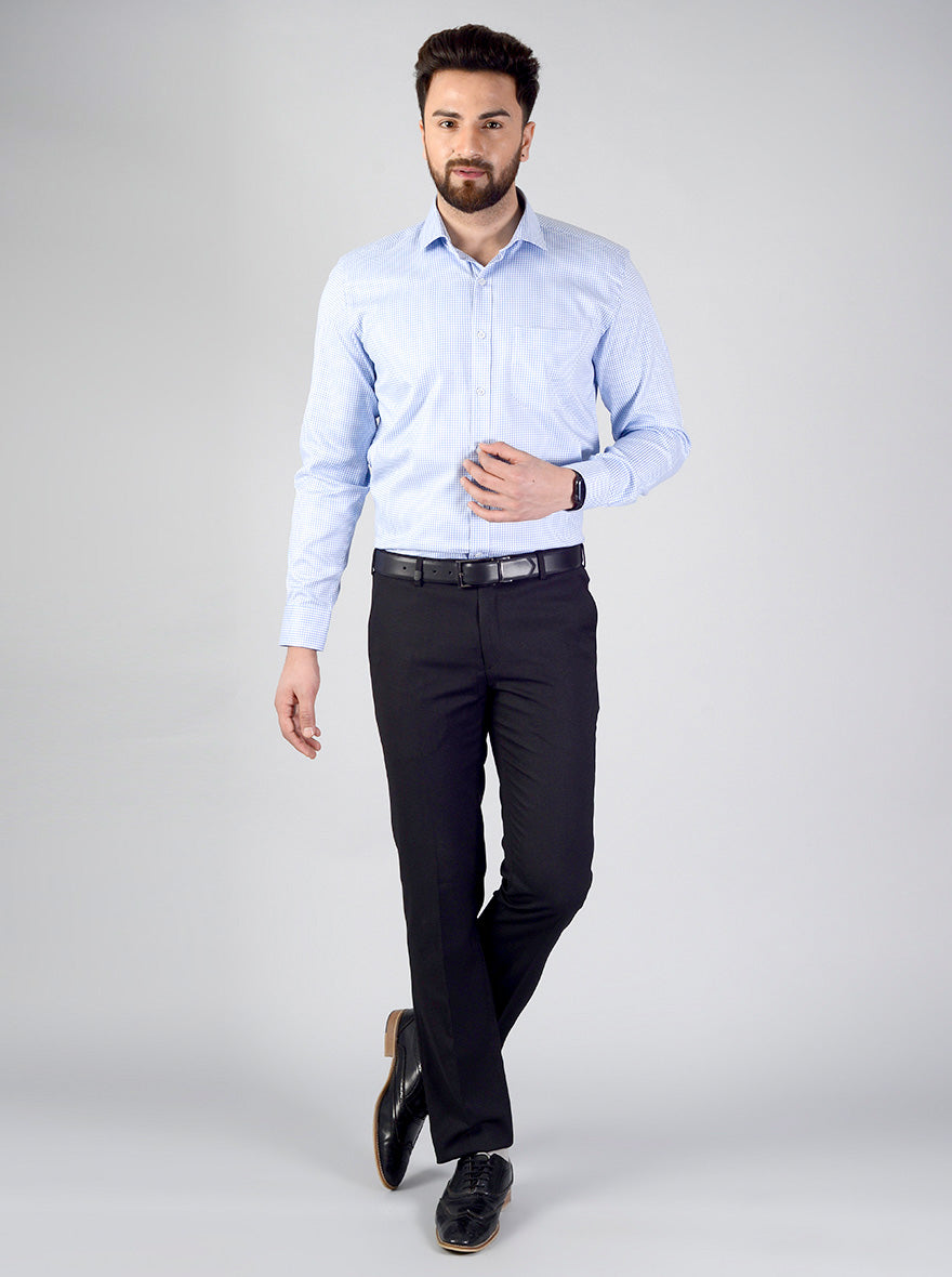 Blue Self Design Regular Fit Formal Shirt | JadeBlue