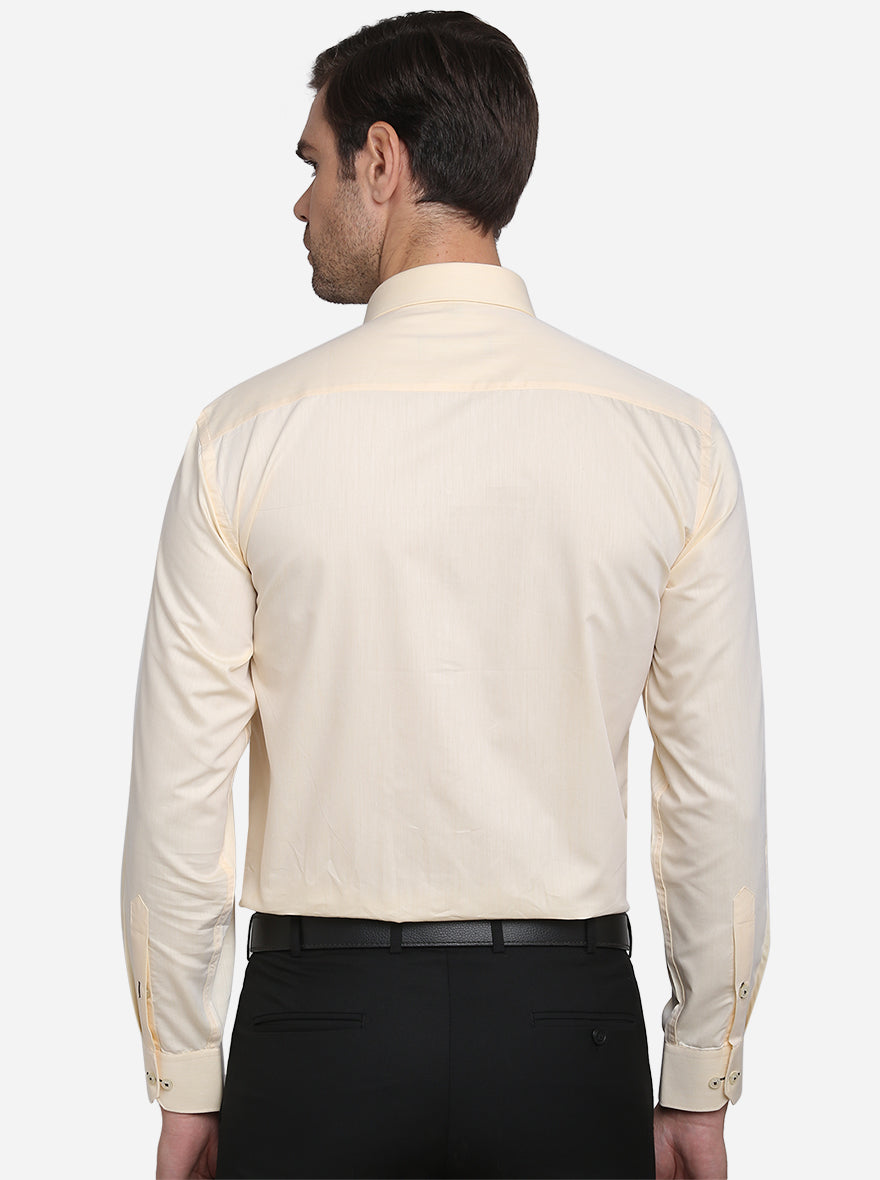 Light Yellow Solid Regular Fit Formal Shirt  | Greenfibre