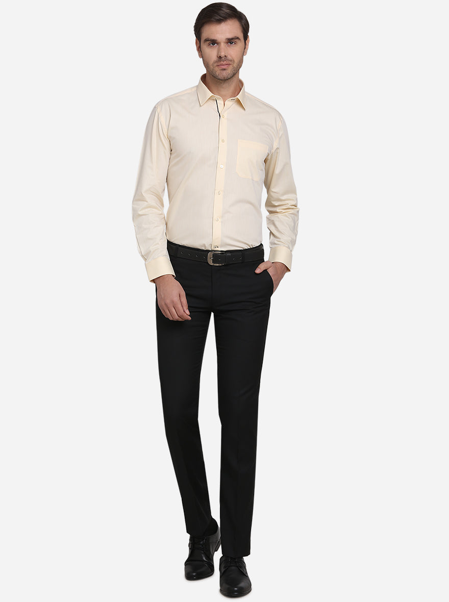 Light Yellow Solid Regular Fit Formal Shirt  | Greenfibre