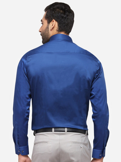 Royal Blue Solid Slim Fit Party Wear Shirt | Wyre