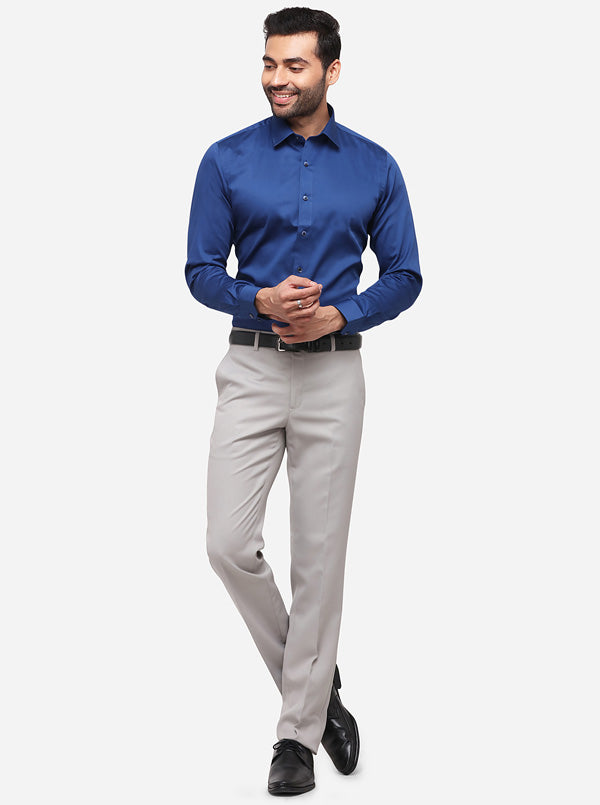 Royal Blue Solid Slim Fit Party Wear Shirt | Wyre
