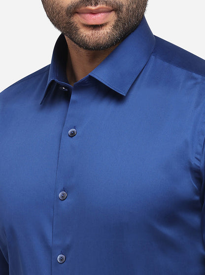 Royal Blue Solid Slim Fit Party Wear Shirt | Wyre