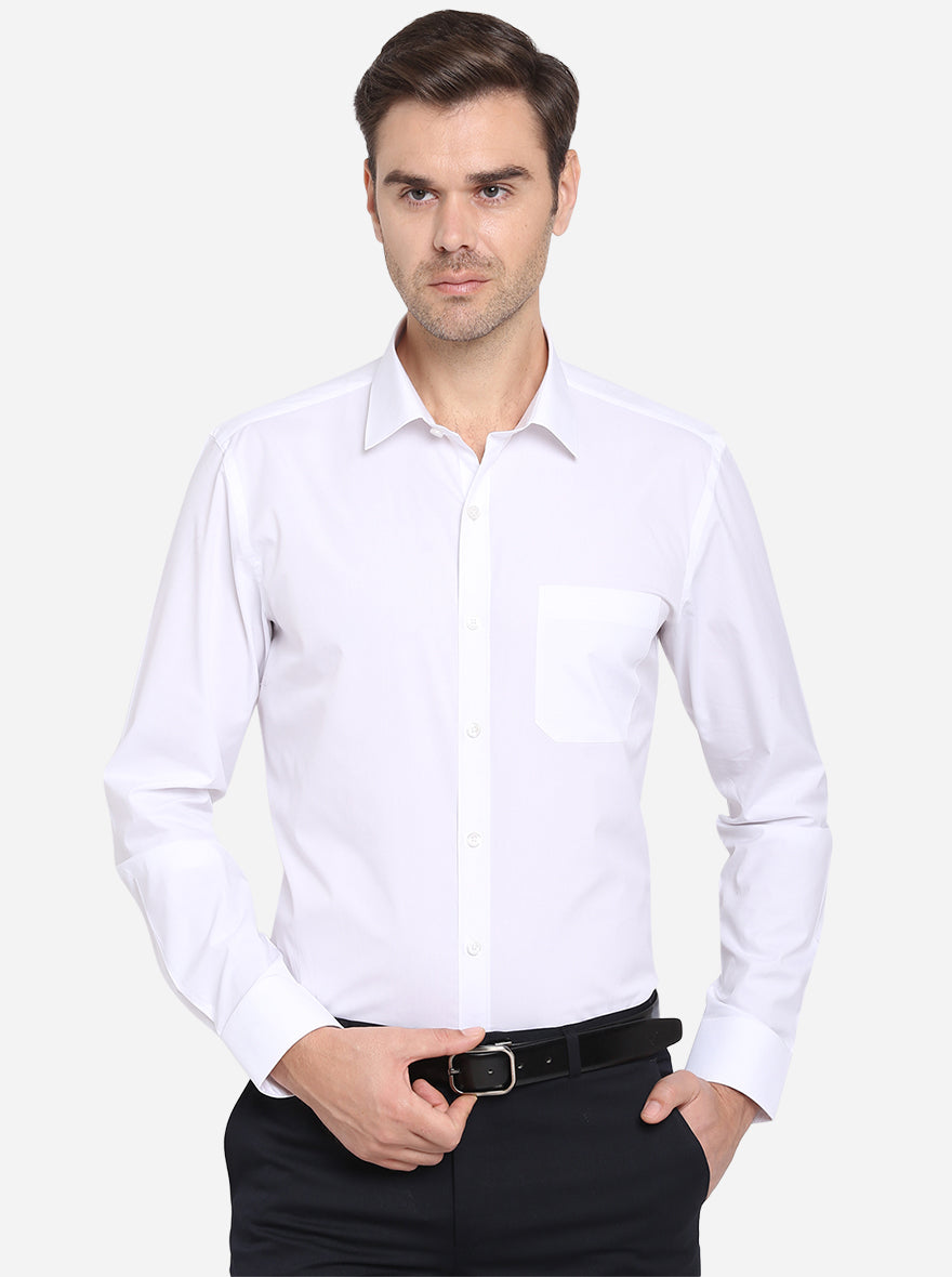 White Solid Slim Fit Formal Shirt | JadeBlue