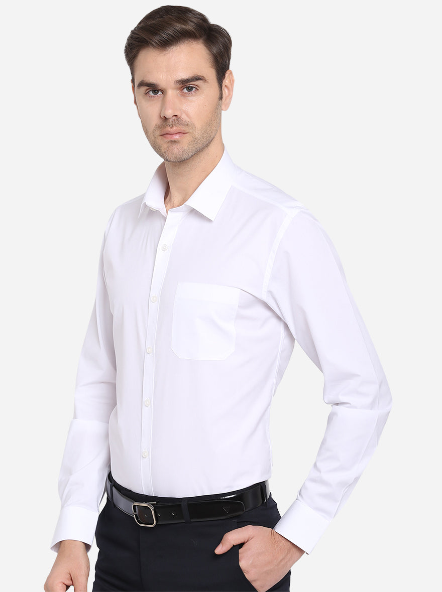 White Solid Slim Fit Formal Shirt | JadeBlue