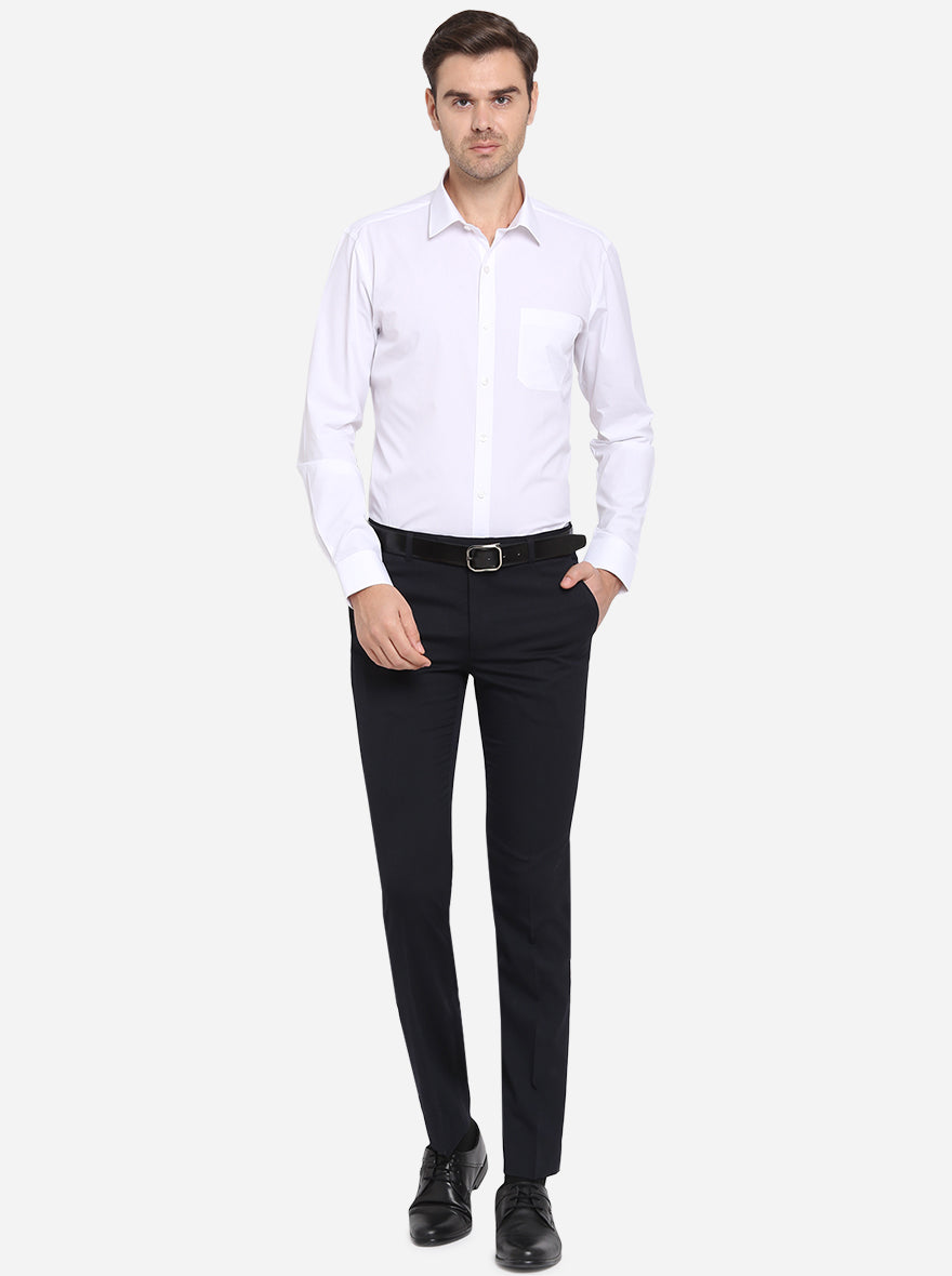 White Solid Slim Fit Formal Shirt | JadeBlue