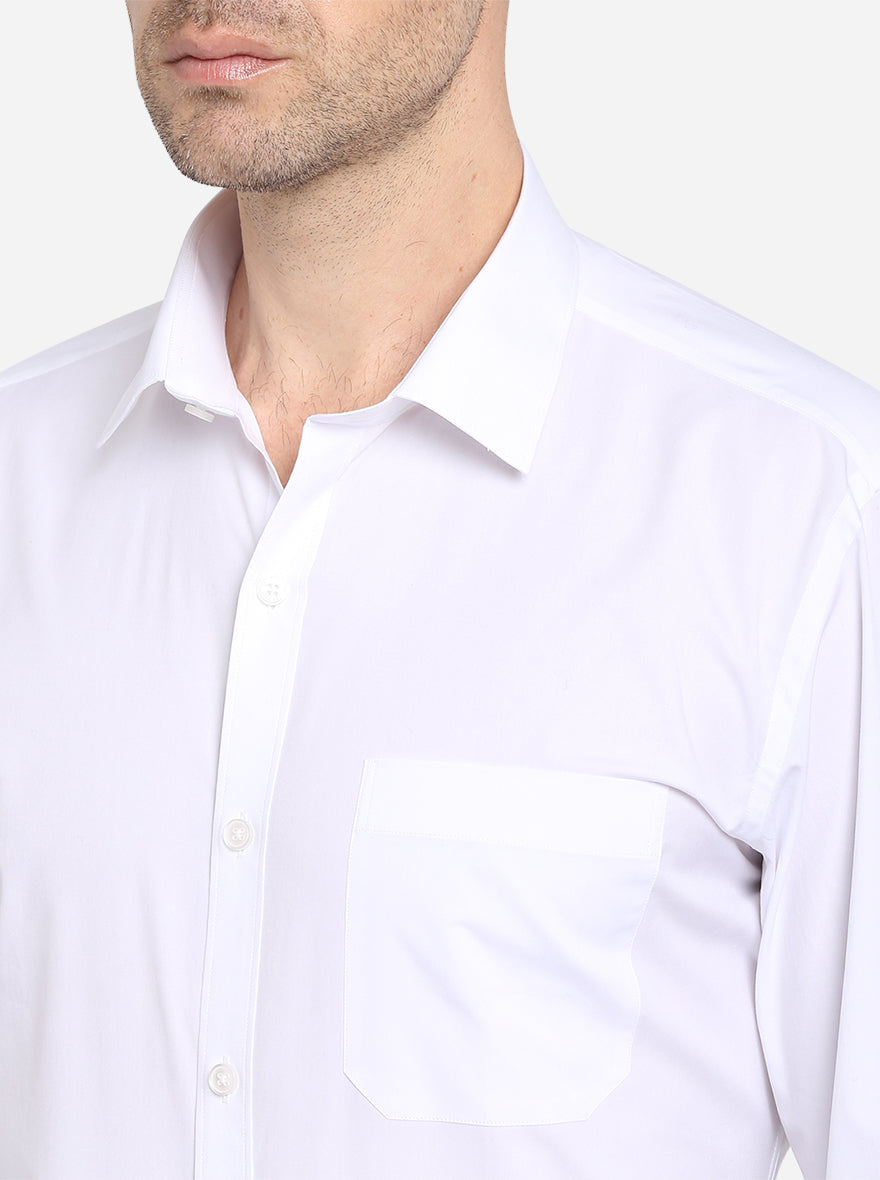 White Solid Slim Fit Formal Shirt | JadeBlue