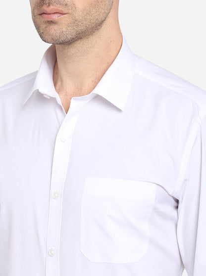White Solid Slim Fit Formal Shirt | JadeBlue