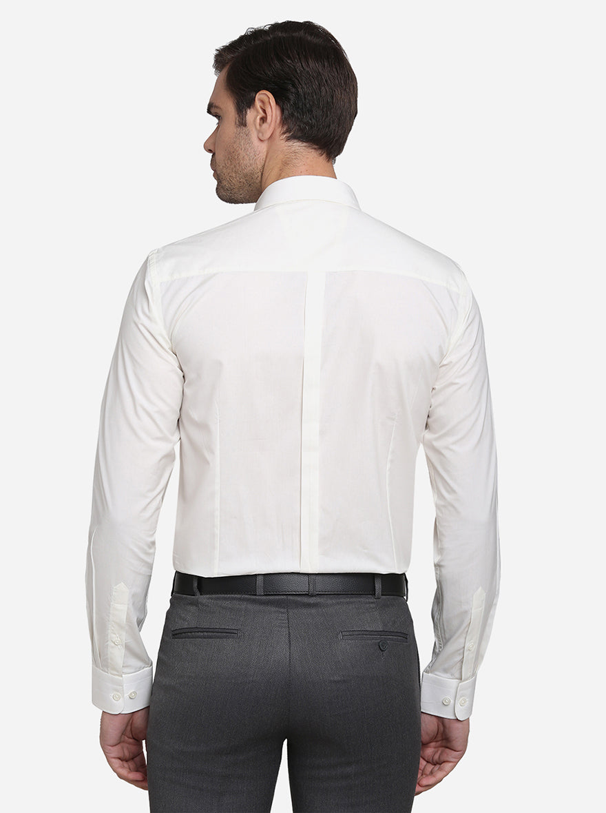 Cream Solid Slim Fit Formal Shirt | JadeBlue