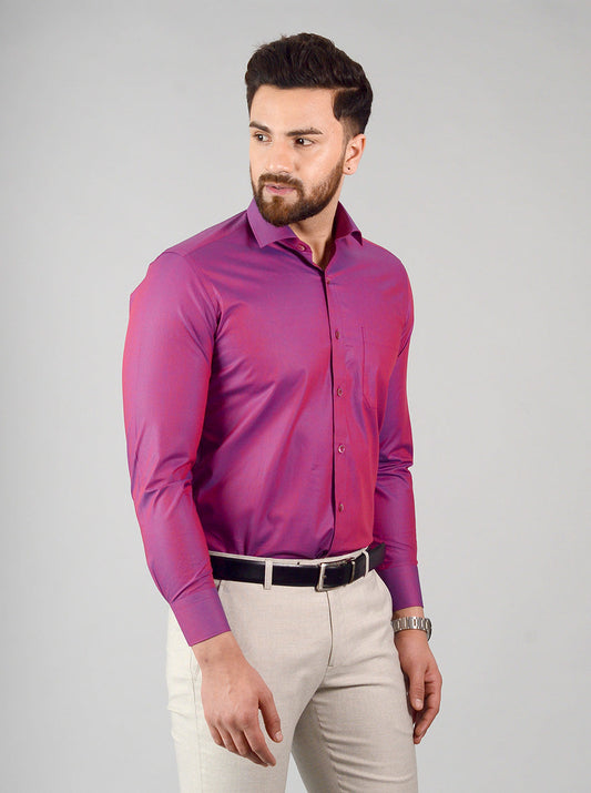 Magenta Solid Slim Fit Evening Wear Shirt | Metal