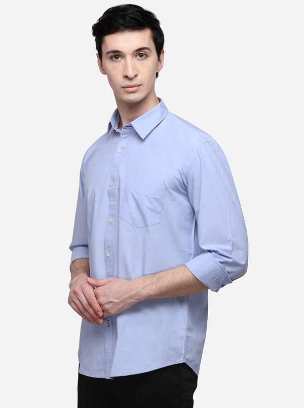 Sky Blue Slim Fit Solid Casual Shirt | JB Sport