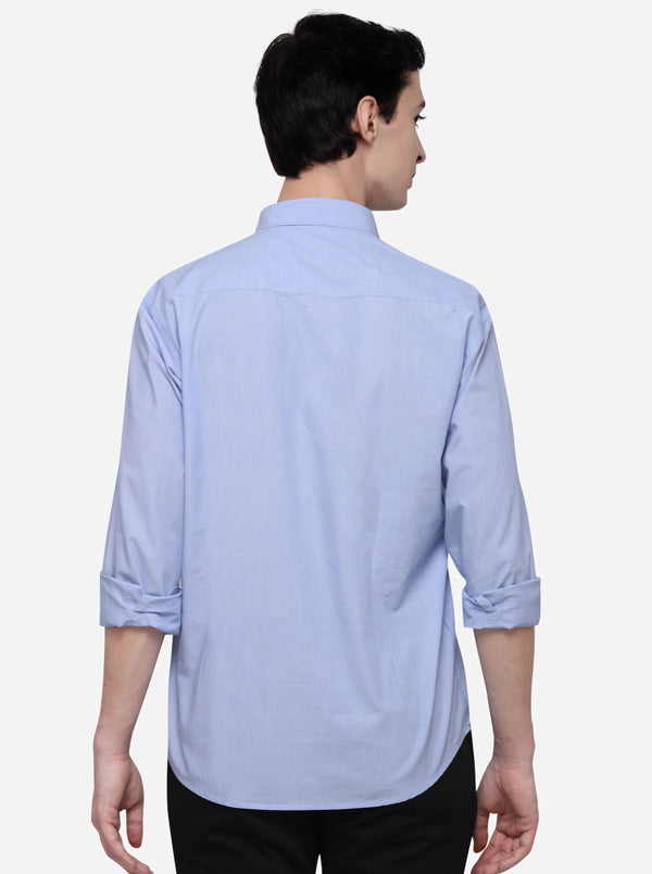 Sky Blue Slim Fit Solid Casual Shirt | JB Sport