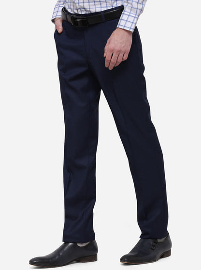 Royal Blue Solid Slim Fit Formal Trouser | Metal