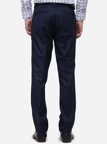 Royal Blue Solid Slim Fit Formal Trouser | Metal