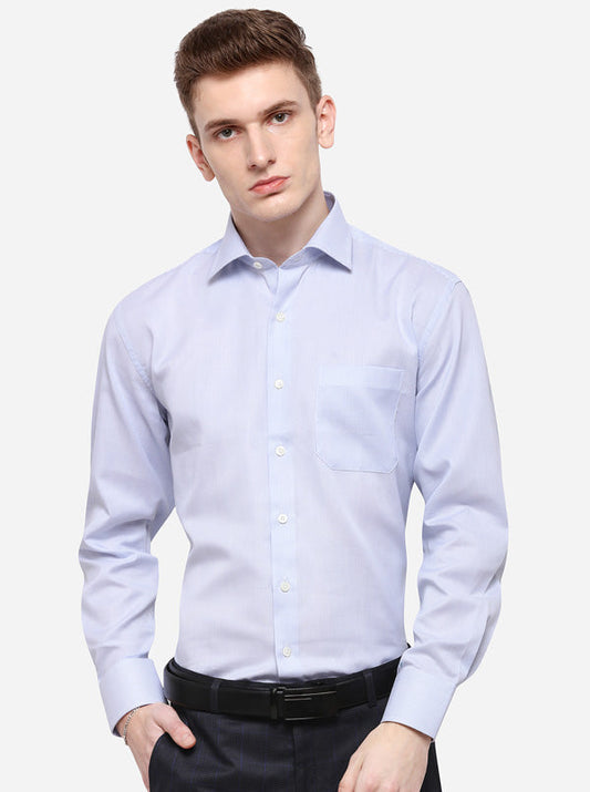 Sky Blue Dobby Regular Fit Formal Shirt | JadeBlue