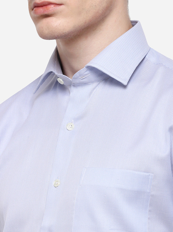 Sky Blue Dobby Regular Fit Formal Shirt | JadeBlue