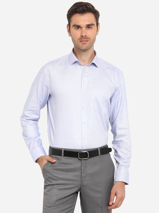 Sky Blue Dobby Regular Fit Formal Shirt | JadeBlue