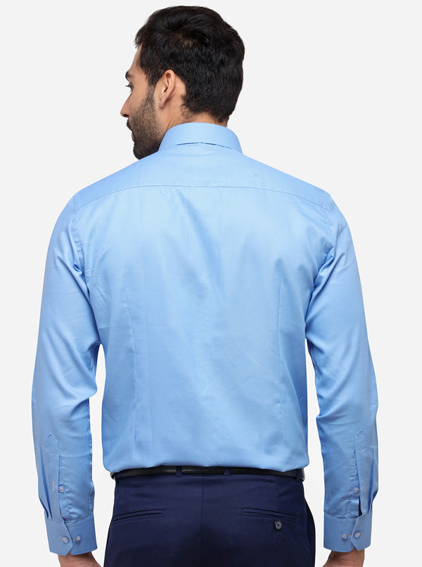 Sky Blue Solid Slim Fit Formal Shirt | Greenfibre