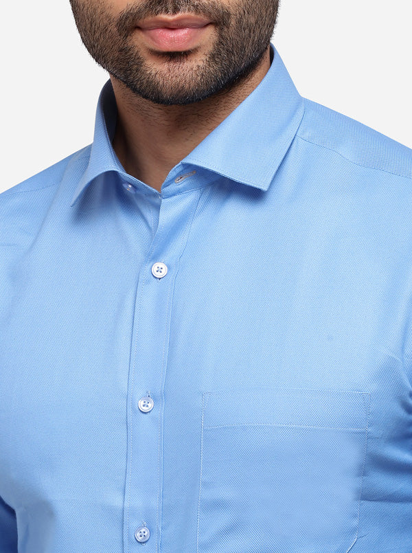 Sky Blue Solid Slim Fit Formal Shirt | Greenfibre