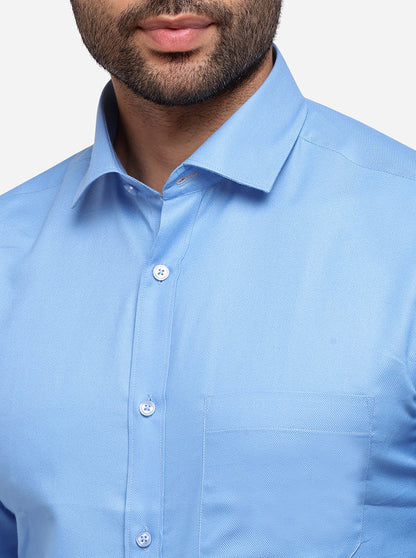 Sky Blue Solid Slim Fit Formal Shirt | Greenfibre