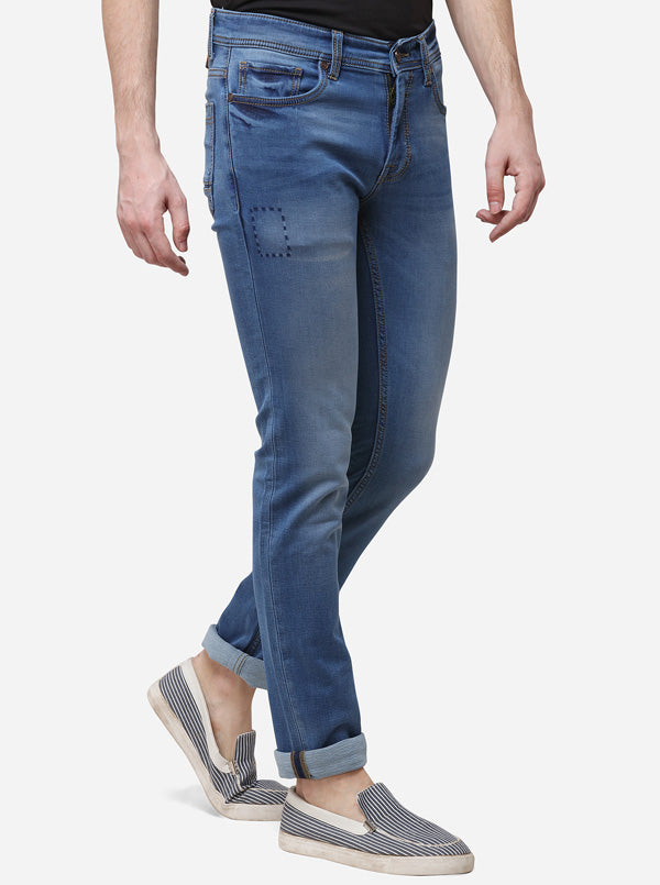 Light Blue Solid Slim Fit Jeans | JB Sport