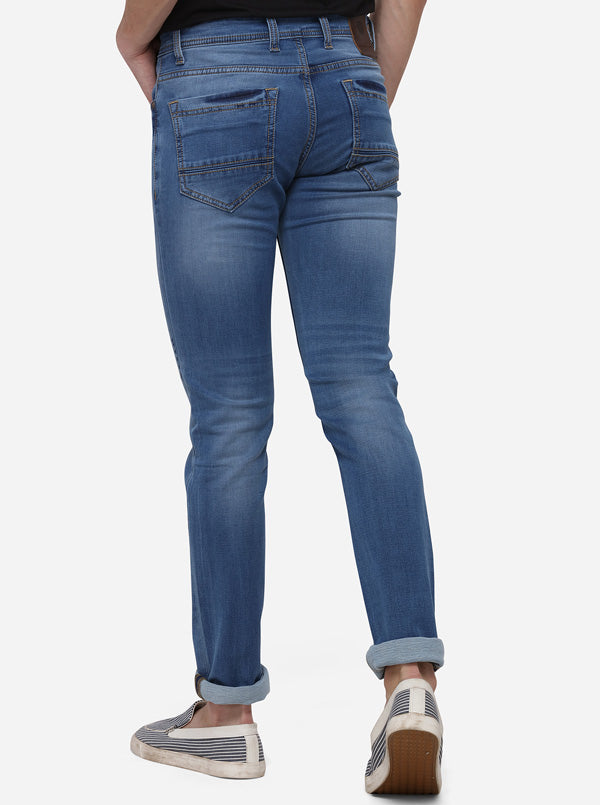 Light Blue Solid Slim Fit Jeans | JB Sport
