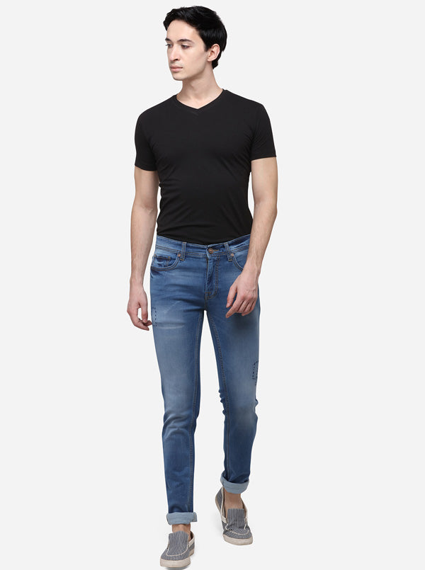 Light Blue Solid Slim Fit Jeans | JB Sport