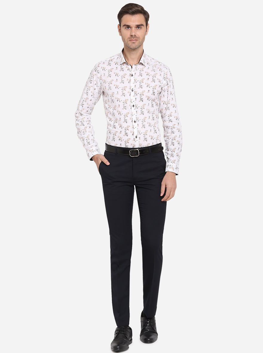 White Printed Slim Fit Party Wear Shirt | JB Studio