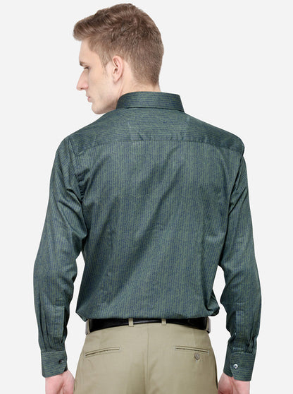 Duck Green Printed Slim Fit Formal Shirt | Metal