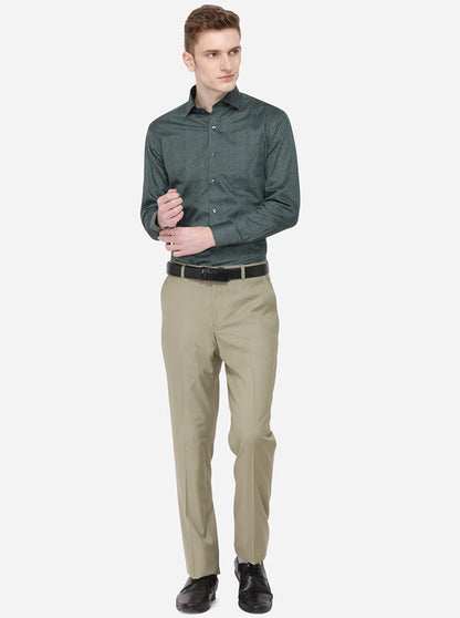 Duck Green Printed Slim Fit Formal Shirt | Metal