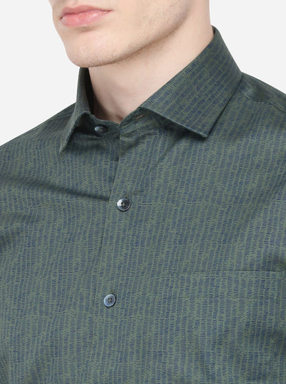 Duck Green Printed Slim Fit Formal Shirt | Metal