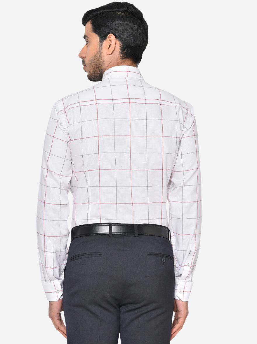 Snow White Checked Slim Fit Formal Shirt | JadeBlue