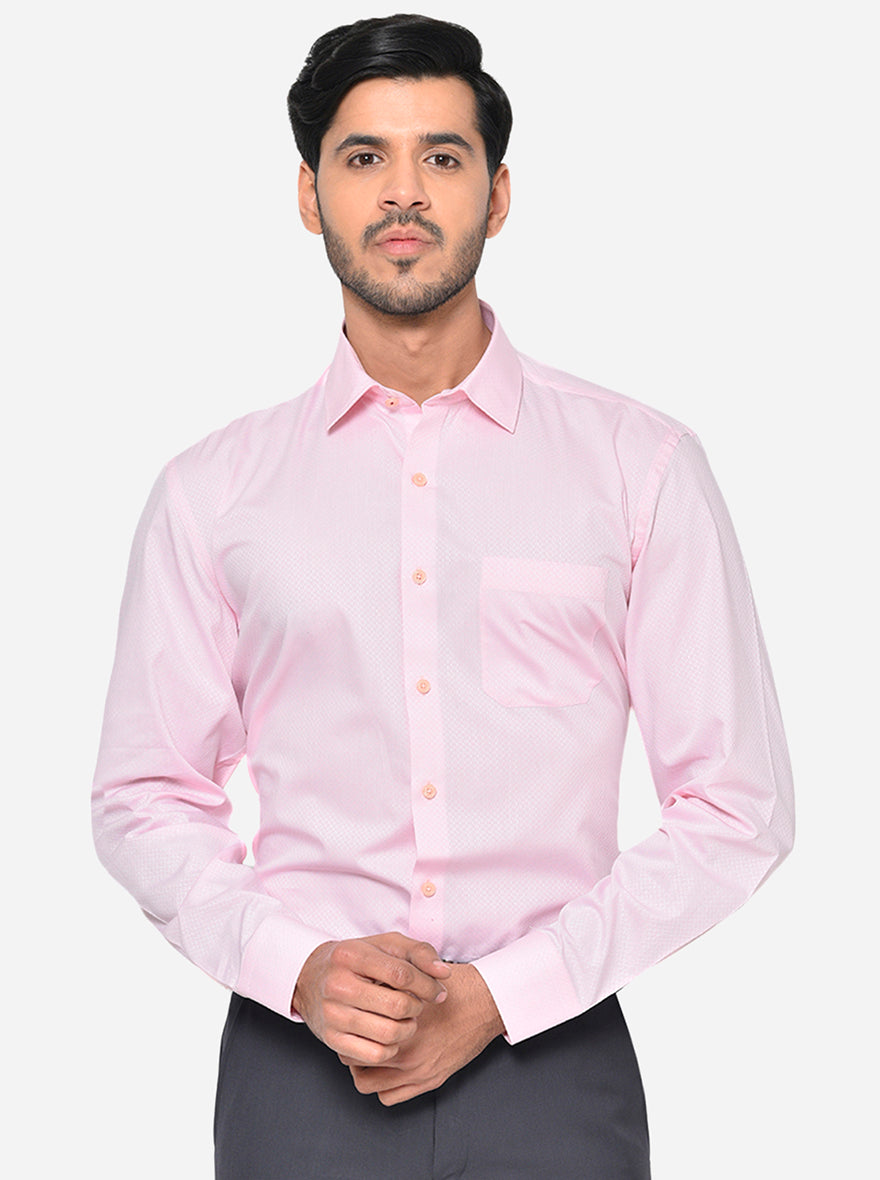 Pink Dobby Regular Fit Formal Shirt | JadeBlue