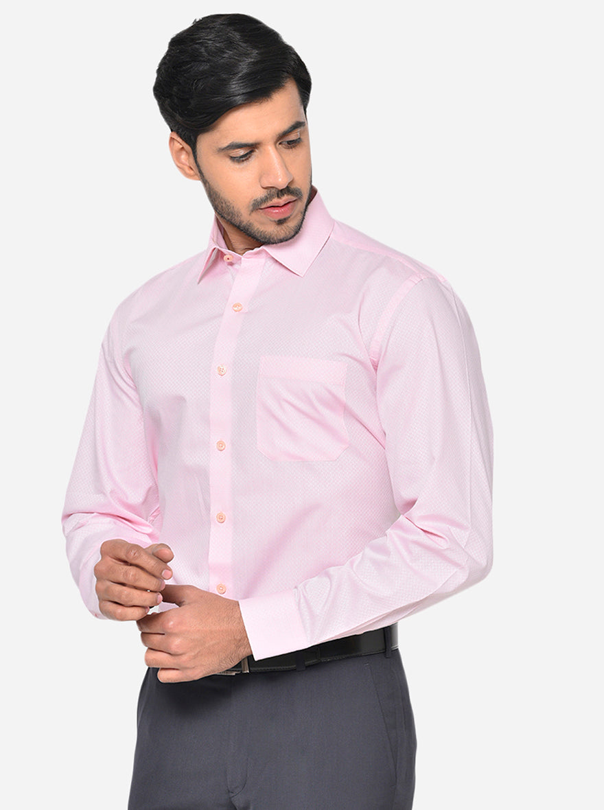 Pink Dobby Regular Fit Formal Shirt | JadeBlue