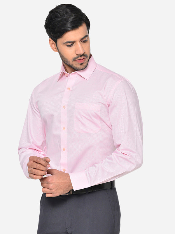 Pink Dobby Regular Fit Formal Shirt | JadeBlue