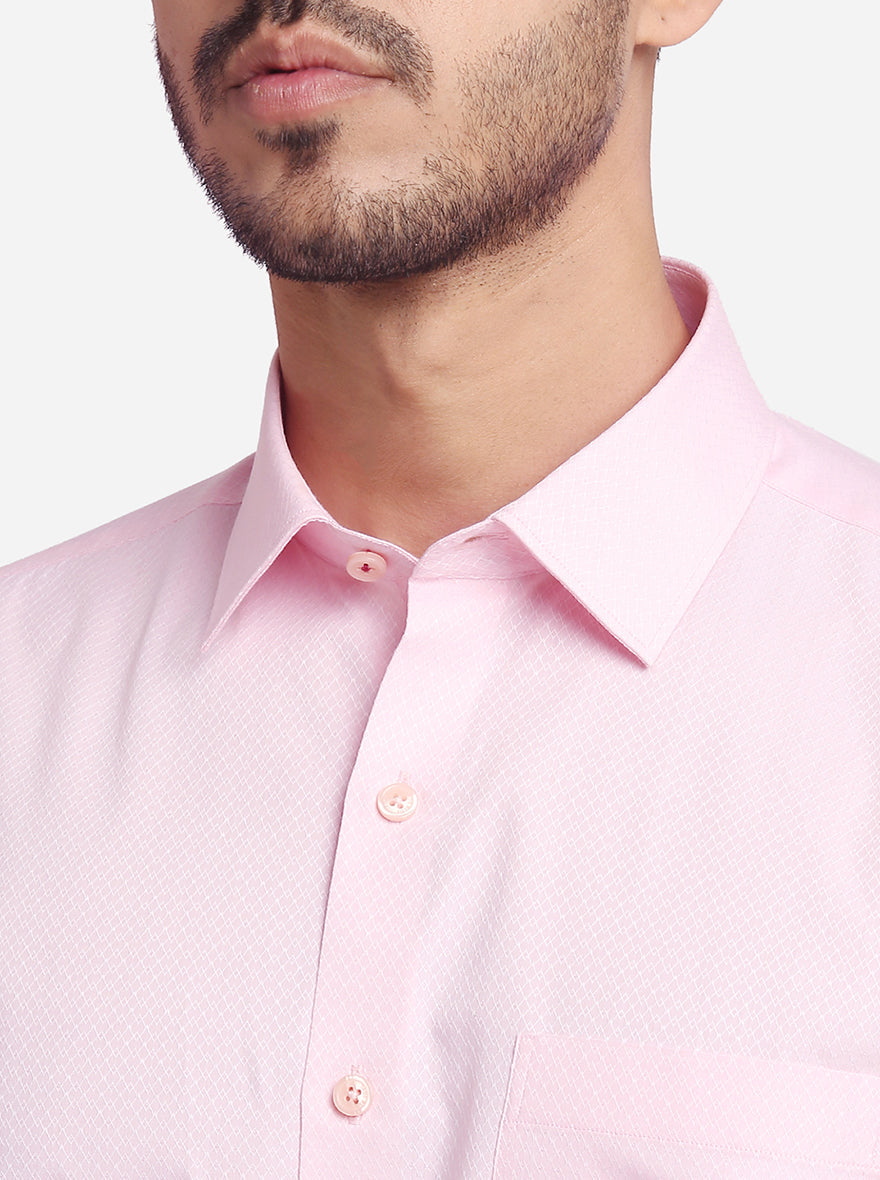 Pink Dobby Regular Fit Formal Shirt | JadeBlue