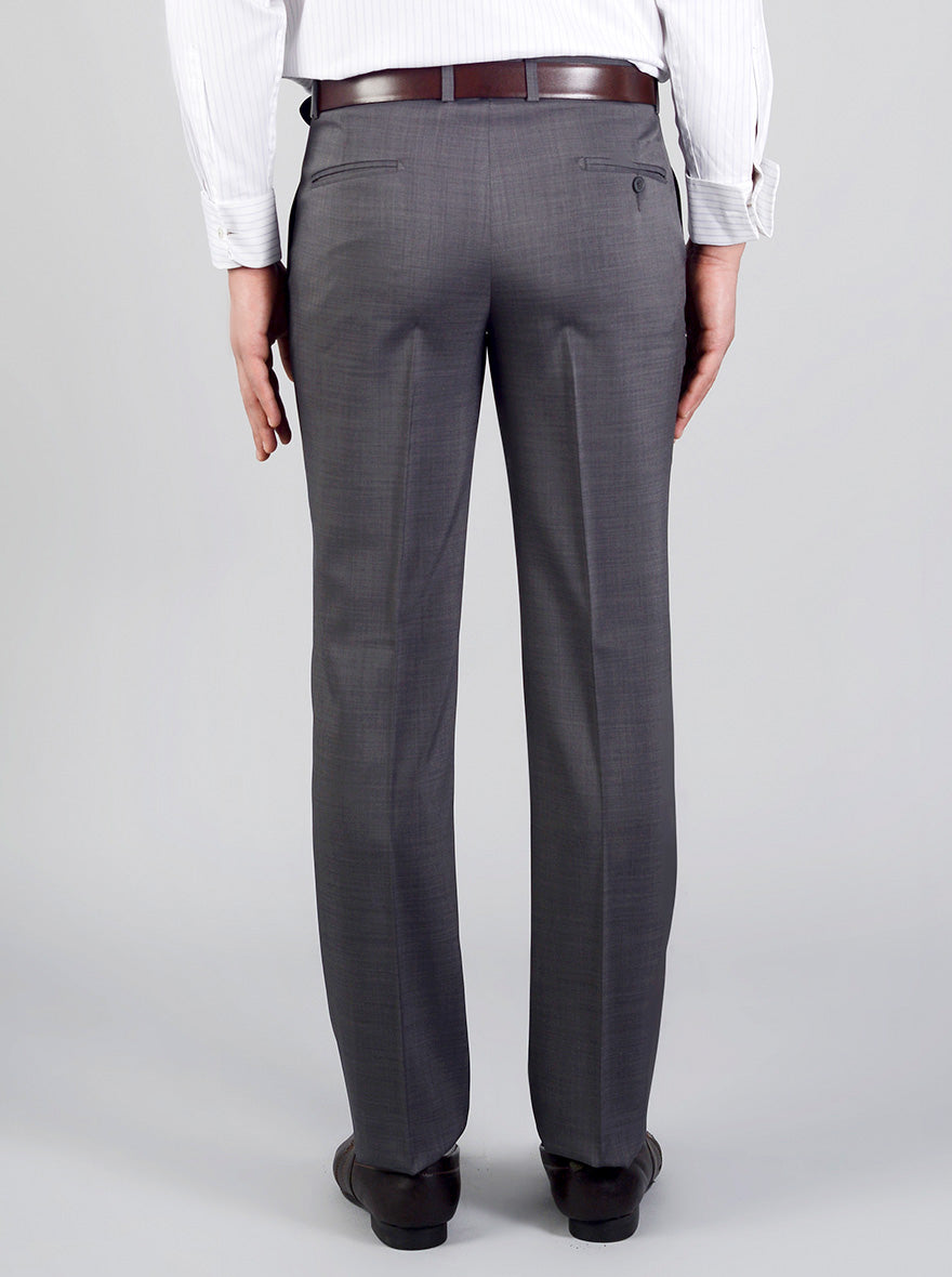 Dark Grey Self Design Regular Fit Formal Trouser | JadeBlue