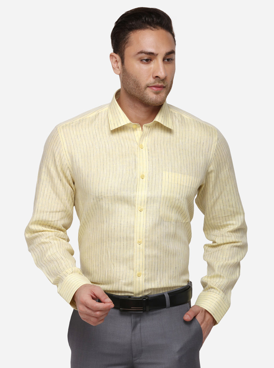 Yellow Checked Regular Fit Formal Shirt | JadeBlue