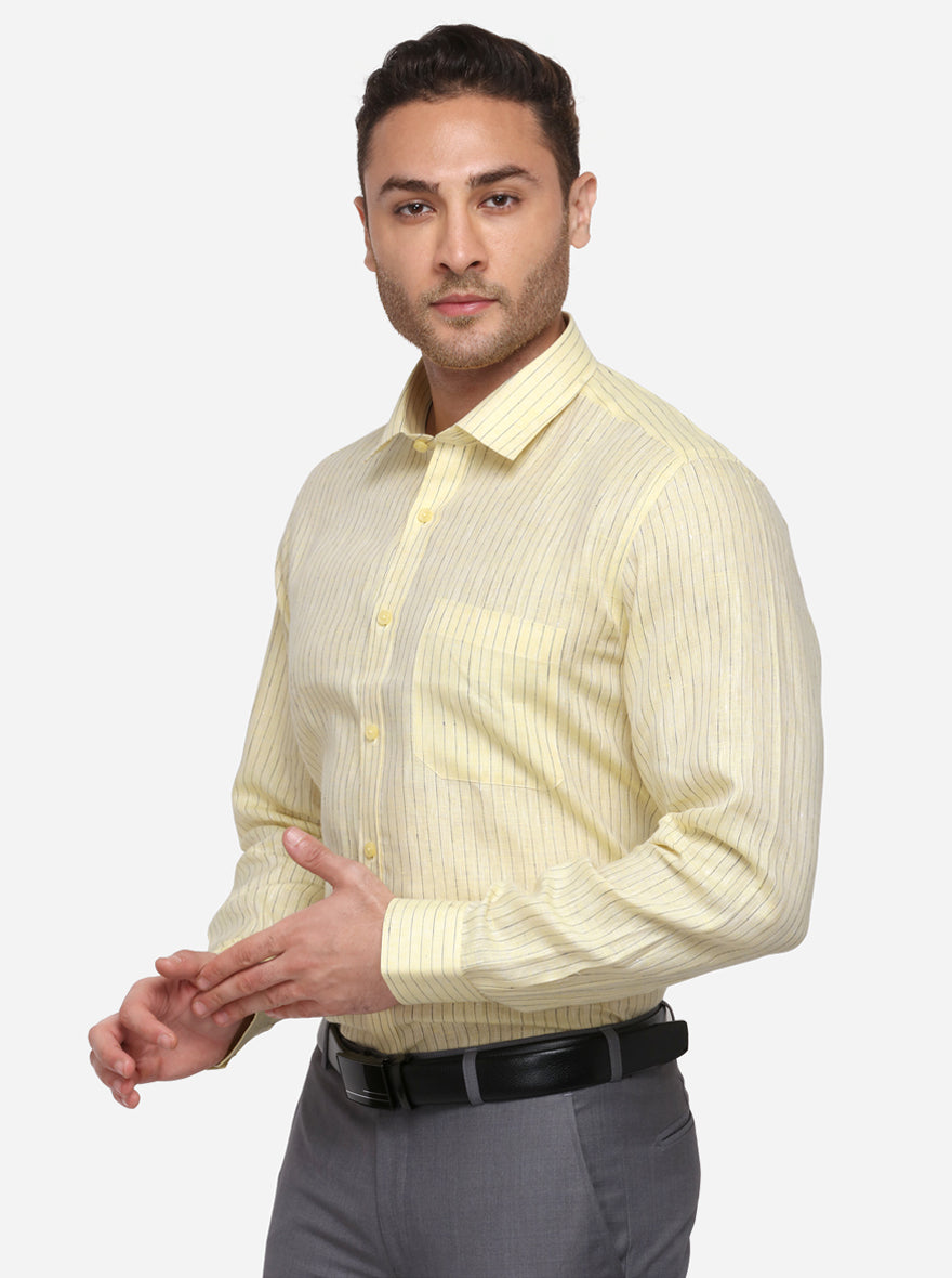 Yellow Checked Regular Fit Formal Shirt | JadeBlue