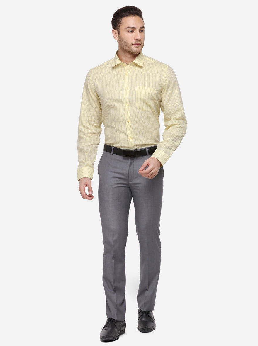 Yellow Checked Regular Fit Formal Shirt | JadeBlue