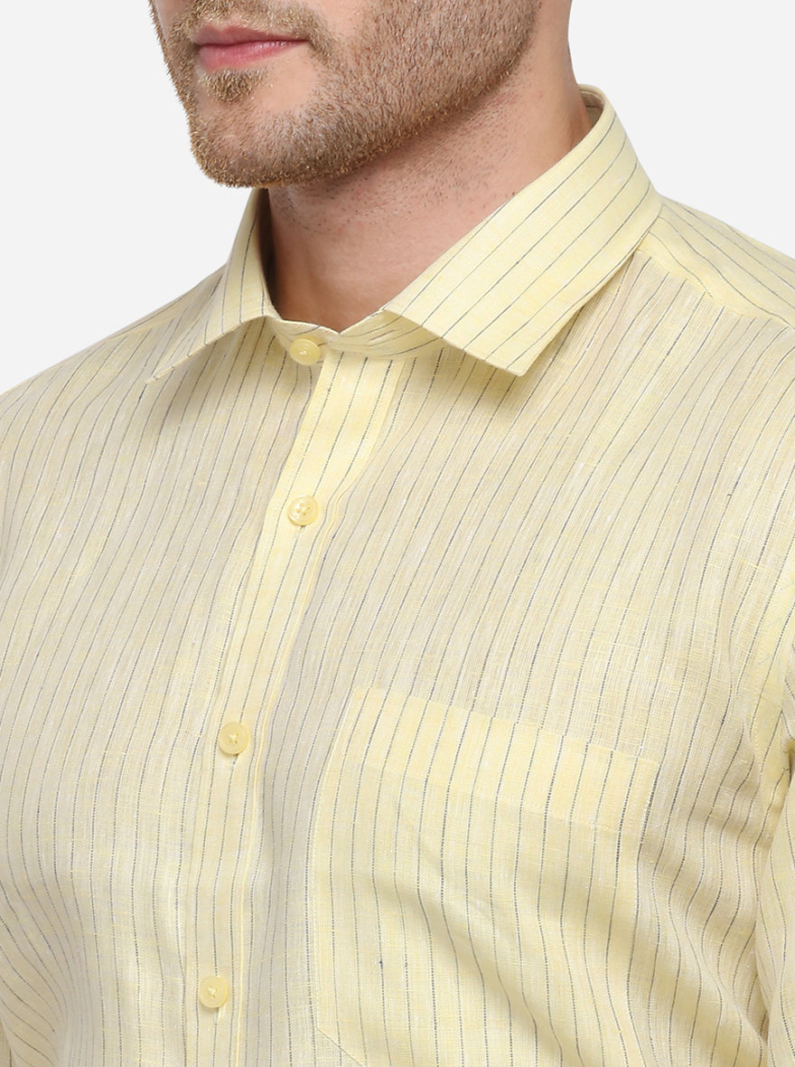 Yellow Checked Regular Fit Formal Shirt | JadeBlue