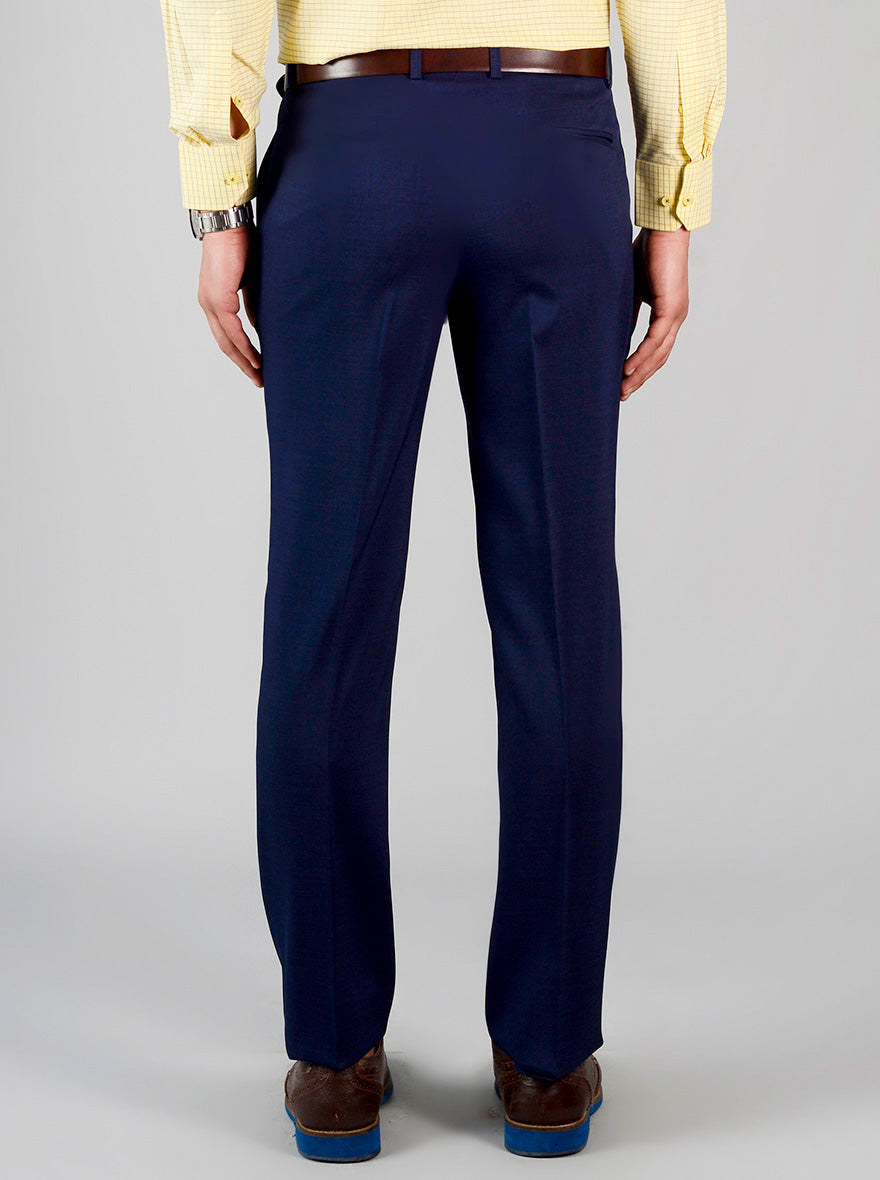 Navy Blue Self Textured Slim Fit Formal Trouser | JadeBlue