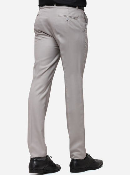 Grey Slim Fit Solid Formal Trouser | Greenfibre