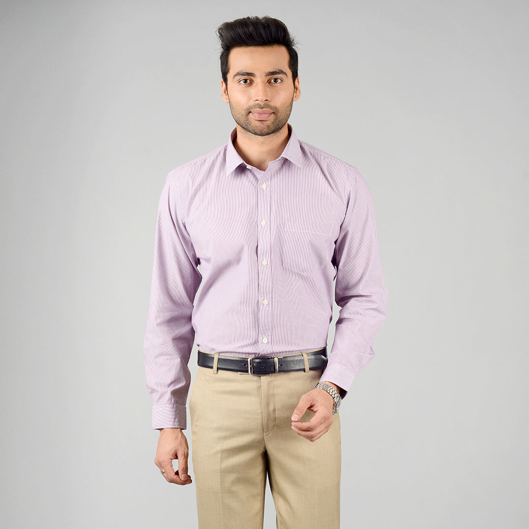 Purple Striped Slim Fit Casual Shirt | Greenfibre