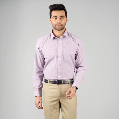 Purple Striped Slim Fit Casual Shirt | Greenfibre