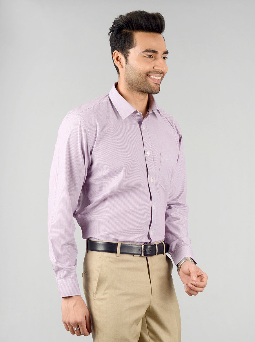 Purple Striped Slim Fit Casual Shirt | Greenfibre