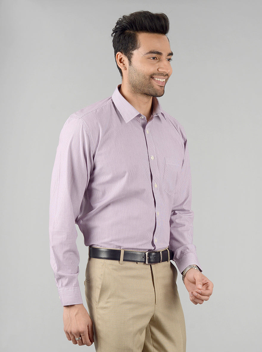 Purple Striped Slim Fit Casual Shirt | Greenfibre