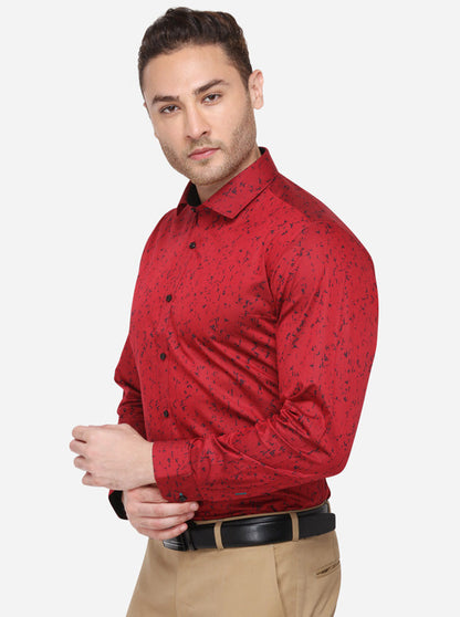 Red Printed Slim Fit Party Wear Shirt | Greenfibre
