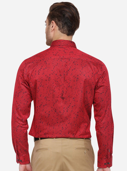 Red Printed Slim Fit Party Wear Shirt | Greenfibre