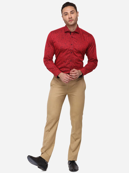 Red Printed Slim Fit Party Wear Shirt | Greenfibre